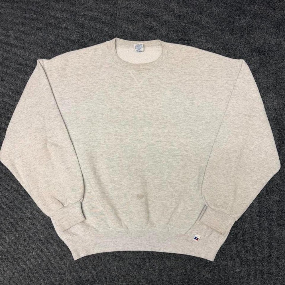 Vintage Russell Athletic Blank Crewneck Sweatshirt Heather Gray Made in USA XL